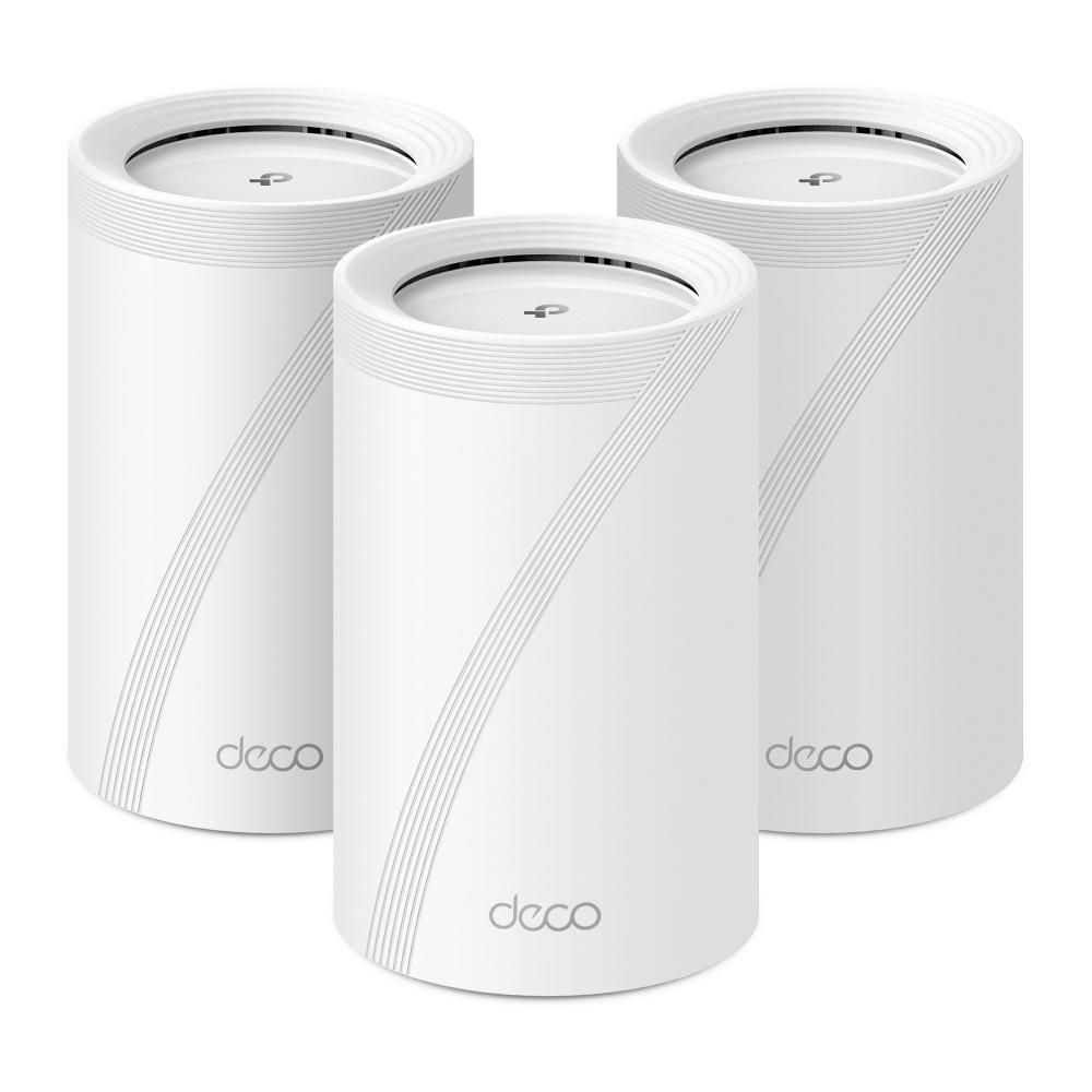 TP-LINK TP-LINK DECO BE65(3-PACK) Sistem Mesh WI-FI 7, BE9300, TRI-BAND, Standarde wireless: IEEE 802.11be/ax 6 GHz, IEEE 802.11be/ax/ac/n/a 5 GHz, IEEE 802.11ax/n/b/g 2.4 GHz, Viteze wireless: BE9300 6 GHz: 5760 Mbps (802.11be), 5 GHz: 2880 Mbps (802.11be), 2.4 GHz: 574 Mbps (802.11ax), 8 x antene interne