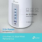 TP-LINK TP-LINK DECO BE65(2-PACK) Sistem Mesh WI-FI 7, BE9300, TRI-BAND, Standarde wireless: IEEE 802.11be/ax 6 GHz, IEEE 802.11be/ax/ac/n/a 5 GHz, IEEE 802.11ax/n/b/g 2.4 GHz, Viteze wireless: BE9300 6 GHz: 5760 Mbps (802.11be), 5 GHz: 2880 Mbps (802.11be), 2.4 GHz: 574 Mbps (802.11ax), 8 x antene interne