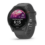 Ceas Garmin Forerunner 255, display 33mm, rezolutie displat 260x260 conectivitate Bluetooth™, ANT+, NFC, USB, functii accelerometru, giroscop, barometru, busola, termometru pentru temperatura exterioară, durata de viata baterie mod ceas inteligent: până la 14 zile, modul GNSS numai cu GPS: până la