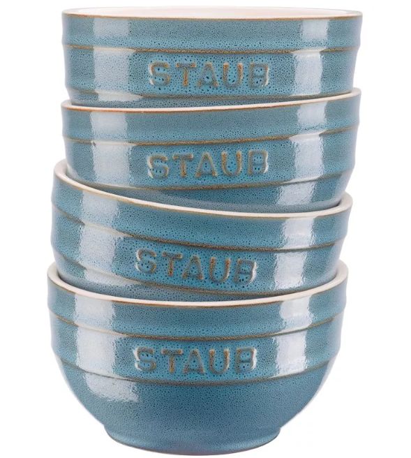 Set of 4 Staub Round Bowls - 12 cm  Antique Turquoise