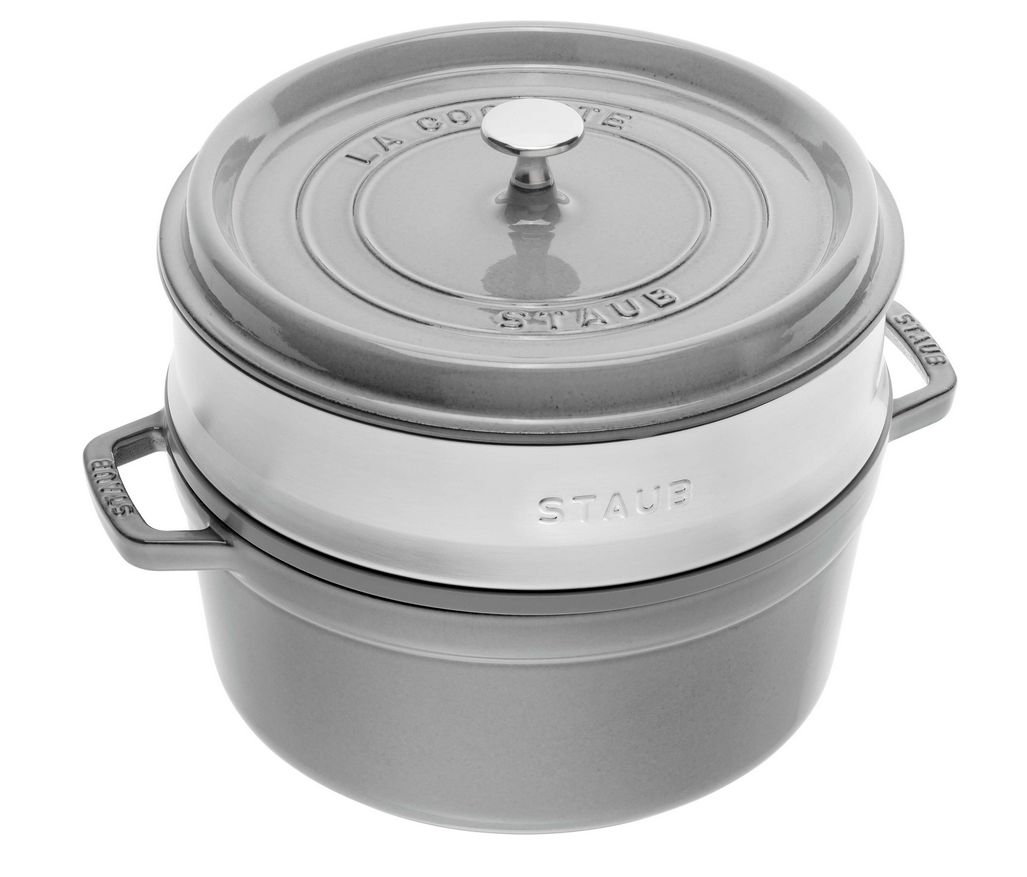 Round cast iron pot with Staub insert - 3.8 ltr  Graphite