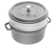 Round cast iron pot with Staub insert - 3.8 ltr  Graphite