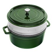Round cast iron pot with insert Staub - Green  5.25 ltr