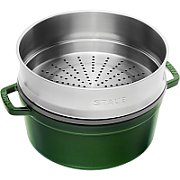 Round cast iron pot with insert Staub - Green  5.25 ltr