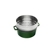 Round cast iron pot with insert Staub - Green  5.25 ltr