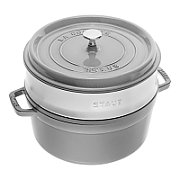 Round cast iron pot with Staub insert - Graphite  5.25 ltr