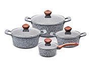 PROMIS Set of pots GRANITE  saucepan 16 cm  pots 20 24 28 brown handles