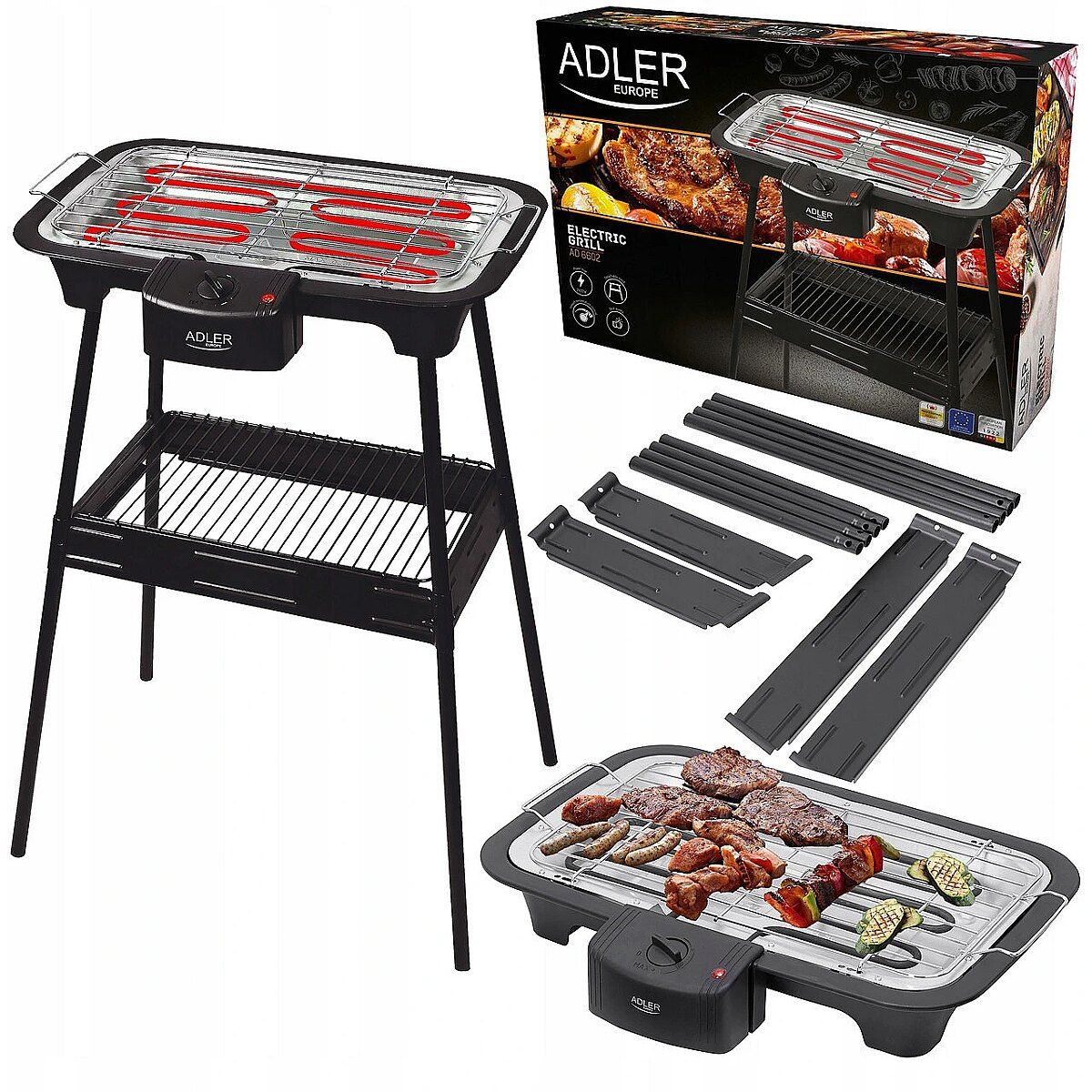 Adler | AD 6602 | Barbecue Grill | 2000 W | Black