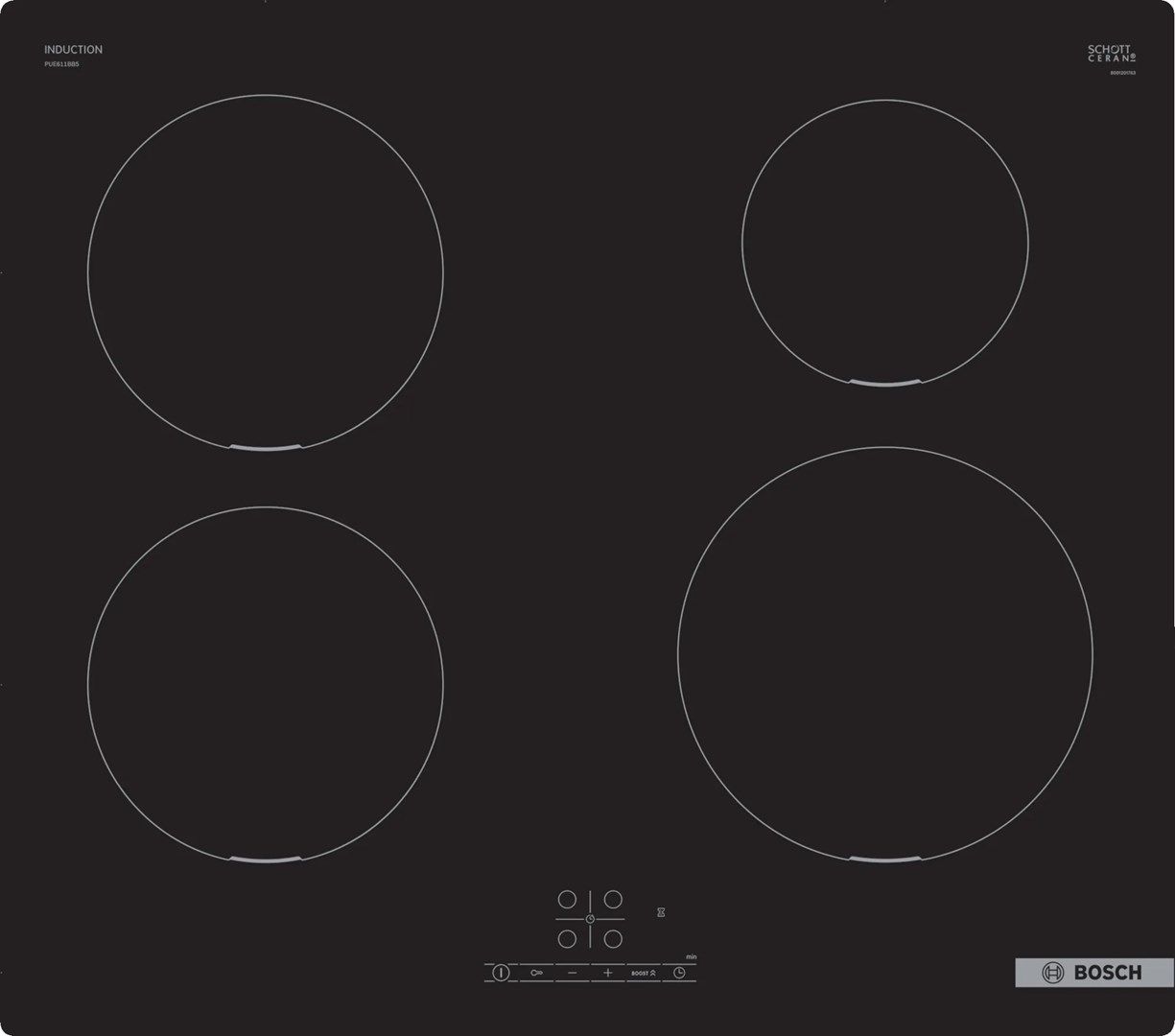 Bosch Serie 4 PUE611BB5E hob Black Built-in 60 cm Zone induction hob 4 zone(s)