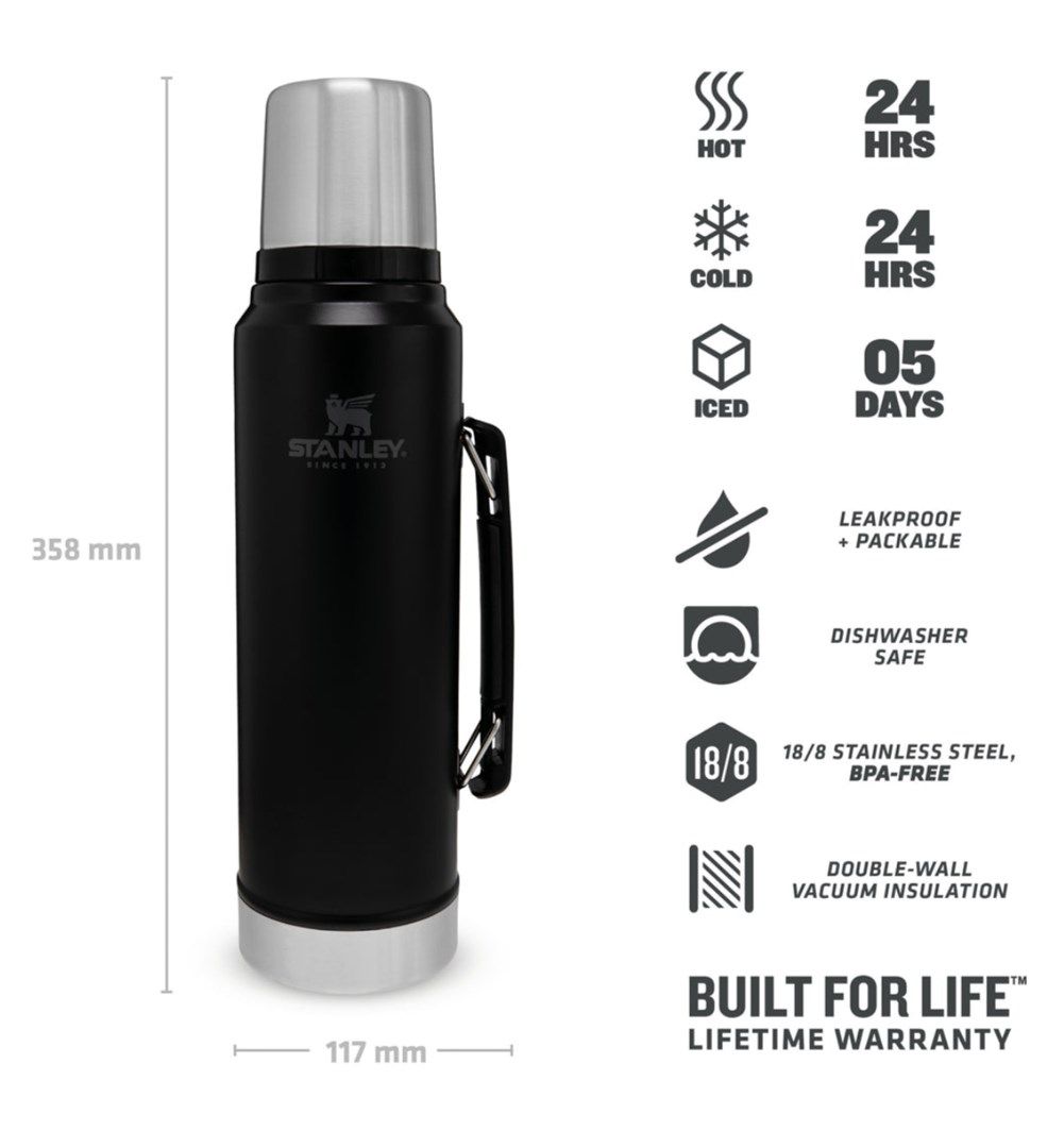 Stanley termos LEGENDARY CLASSIC - MATTE BLACK 1L