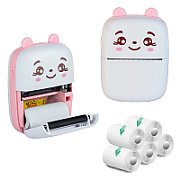 Extralink Kit | Thermal printer EPP-001 Pink + Self-adhesive thermal paper 5 rolls |