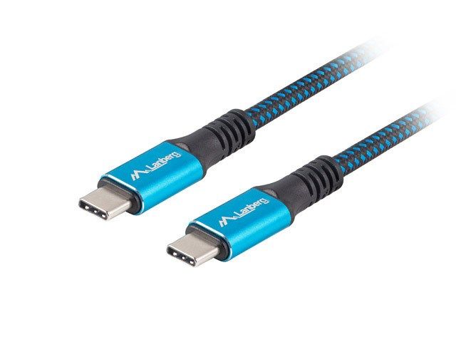 Lanberg CA-CMCM-45CU-0005-BK USB cable 0.5 m USB4 Gen 2x2 USB C Black  Blue