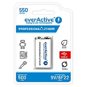 Rechargeable battery  everActive 6F22/9V Li-ion 550 mAh with USB TYPE C