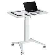 Maclean MC-453 W Mobile Laptop Desk with Pneumatic Height Adjustment  Laptop Table with Wheels  80 x 52 cm  Max. 8 kg  Height Adjustable Max. 109 cm (White)