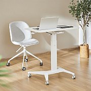Maclean MC-453 W Mobile Laptop Desk with Pneumatic Height Adjustment  Laptop Table with Wheels  80 x 52 cm  Max. 8 kg  Height Adjustable Max. 109 cm (White)