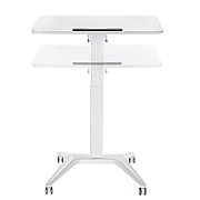 Maclean MC-453 W Mobile Laptop Desk with Pneumatic Height Adjustment  Laptop Table with Wheels  80 x 52 cm  Max. 8 kg  Height Adjustable Max. 109 cm (White)