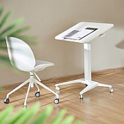 Maclean MC-453 W Mobile Laptop Desk with Pneumatic Height Adjustment  Laptop Table with Wheels  80 x 52 cm  Max. 8 kg  Height Adjustable Max. 109 cm (White)