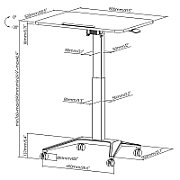 Maclean MC-453 W Mobile Laptop Desk with Pneumatic Height Adjustment  Laptop Table with Wheels  80 x 52 cm  Max. 8 kg  Height Adjustable Max. 109 cm (White)
