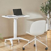 Maclean MC-453 W Mobile Laptop Desk with Pneumatic Height Adjustment  Laptop Table with Wheels  80 x 52 cm  Max. 8 kg  Height Adjustable Max. 109 cm (White)