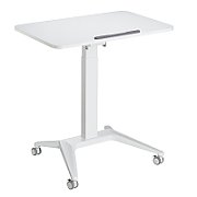 Maclean MC-453 W Mobile Laptop Desk with Pneumatic Height Adjustment  Laptop Table with Wheels  80 x 52 cm  Max. 8 kg  Height Adjustable Max. 109 cm (White)