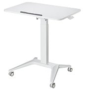 Maclean MC-453 W Mobile Laptop Desk with Pneumatic Height Adjustment  Laptop Table with Wheels  80 x 52 cm  Max. 8 kg  Height Adjustable Max. 109 cm (White)