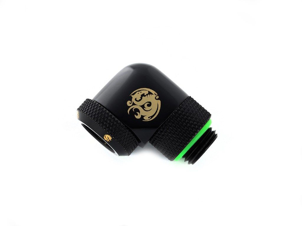 Bitspower Multi-Link Adapter Connector 90 Degree G1/4 Inch Male to 12mm OD Hardtube - rotatable  black matt