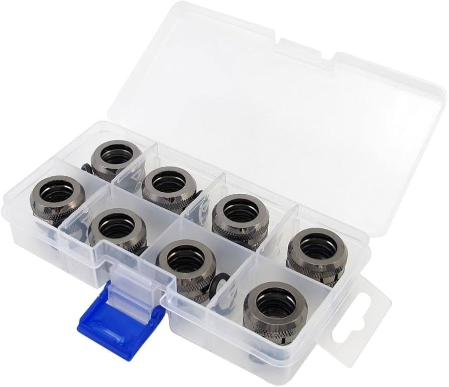 XSPC connector G1/4  to 14mm hardtube  black chrome - 8 pieces