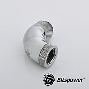 Bitspower Adapter 90 Degree G1/4 Inch Male Thread to G1/4 Inch Female Thread - 3x rotatable  shiny silver