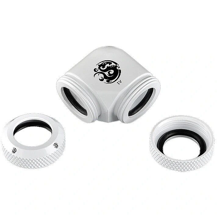 Bitspower Multi-Link Adapter 90 Degree 12mm OD to 12mm OD Hardtube - white