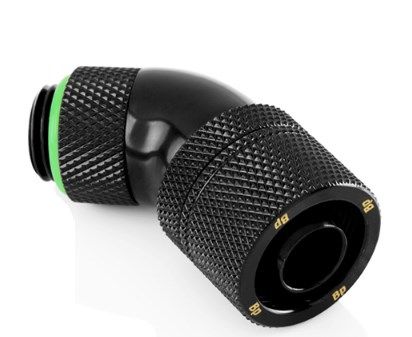 Bitspower connector 45 degrees G1/4 inch male to 16/10mm - rotatable  black matt