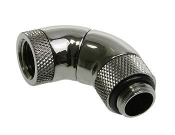 Bitspower Adapter 90 Degree G1/4 Inch Female Thread to G1/4 Inch Female Thread - 3x rotatable  glossy black