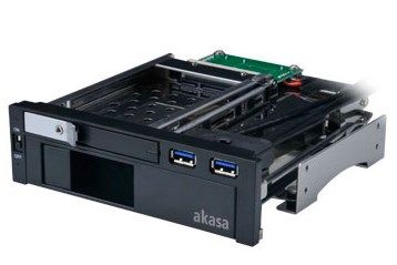Akasa 5.25 inch drive frame for 1x 3.5+1x 2.5 inch  incl. 2x USB 3.0