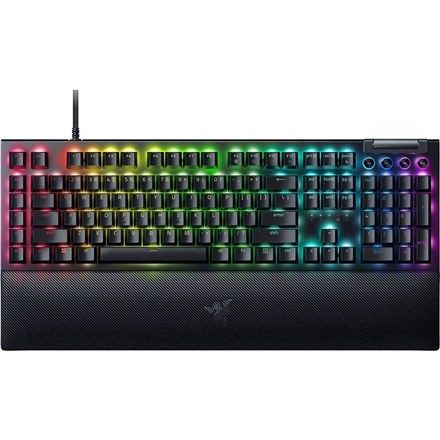 Razer BlackWidow V4 Razer Synapse enabled 5052 Aluminum Alloy Top Case 6 dedicated macros keys 2-side underglow Up to 8 000Hz polling rate RGB LED light US Wired Black Mechanical Gaming keyboard Yellow Switches