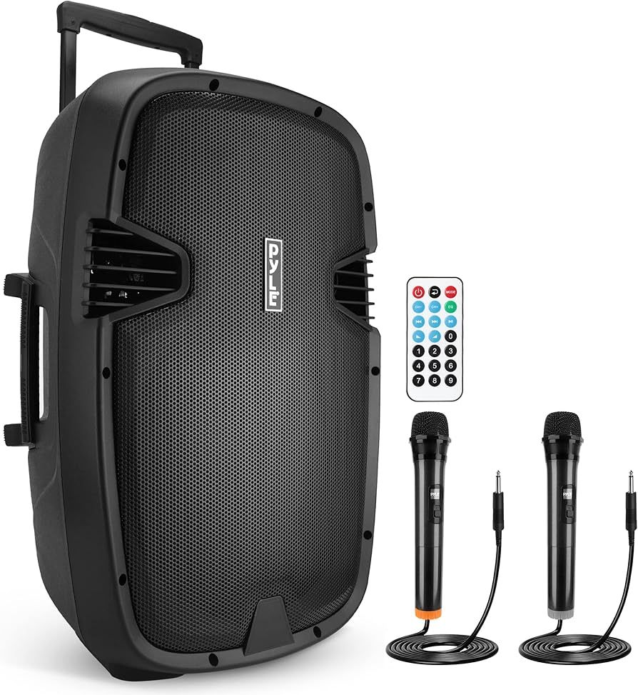 Active Speaker Cabinet (with 2 wireless microphones UHF  SD  Bluetooth  FM  USB) 60 Watt