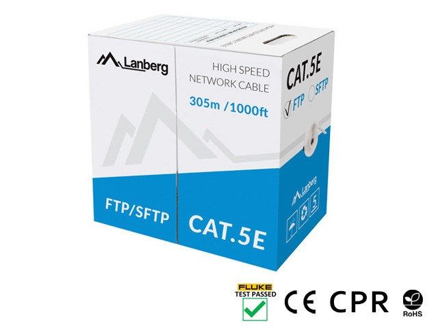 LANBERG CABLE SFTP CAT.5E 305M WIRE CU GRAY
