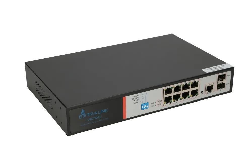 Extralink Extralink PoE Switch VICTOR 8x Gigabit PoE/PoE+  2x SFP  1x Console Port  150W  Managed