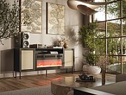 JUTA EF chest of drawers + electric fireplace 202x39.5x85 black + linol calabria