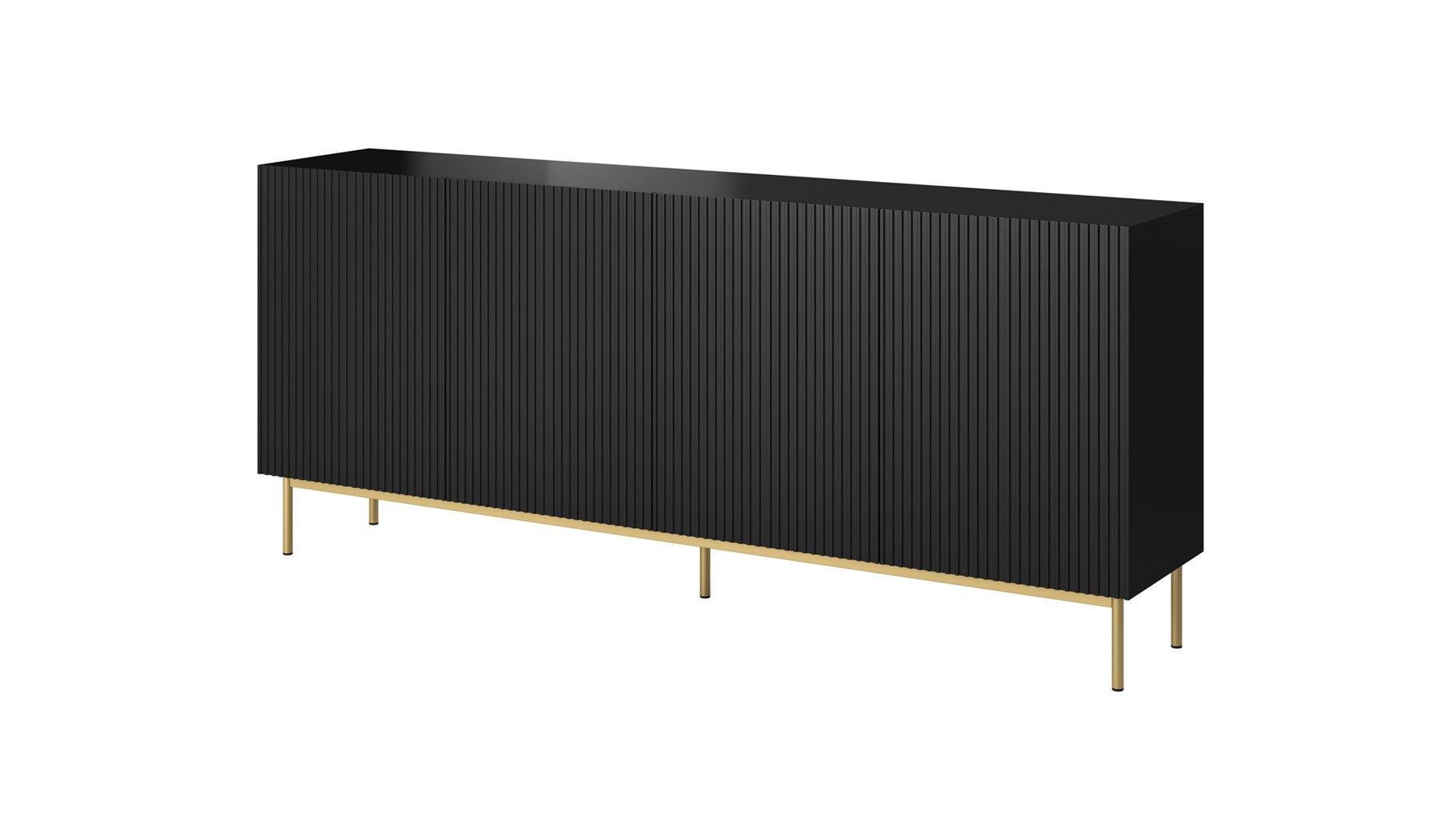 PAFOS chest of drawers on golden steel frame 200x40x102 matte black