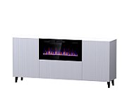 PAFOS chest of drawers with electric fireplace 180x42x82 cm white matt