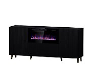 PAFOS chest of drawers with electric fireplace 180x42x82 cm matte black