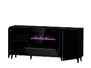 PAFOS chest of drawers with electric fireplace 180x42x82 cm matte black