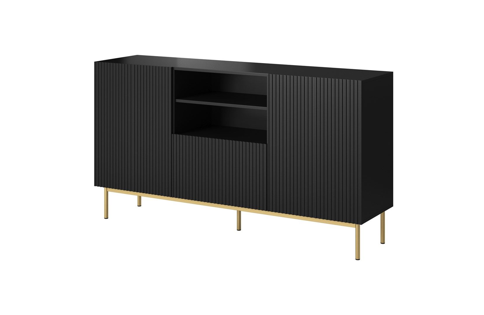 PAFOS chest of drawers on golden steel frame 150x40x90 cm matte black