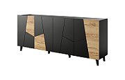 ETNA chest of drawers 200x42x82 black matt + oak craft