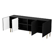 JUNGLE chest of drawers 190x40.5x74.5 black matt + golden legs