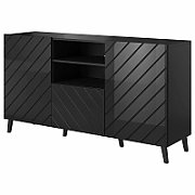 ABETO chest of drawers on golden steel frame 150x42x90 black/black gloss