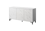 MARMO 3D chest of drawers 150x45x80.5 cm white matt/marble white