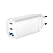 Gembird TA-UC-PDQC65-01-W 3-port 65 W GaN USB PowerDelivery fast charger  white