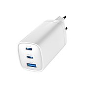 Gembird TA-UC-PDQC65-01-W 3-port 65 W GaN USB PowerDelivery fast charger  white