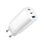Gembird TA-UC-PDQC65-01-W 3-port 65 W GaN USB PowerDelivery fast charger  white