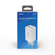 SAVIO LA-07 GaN 65W mains charger  USB  QC4.0+  PD 3.0  White